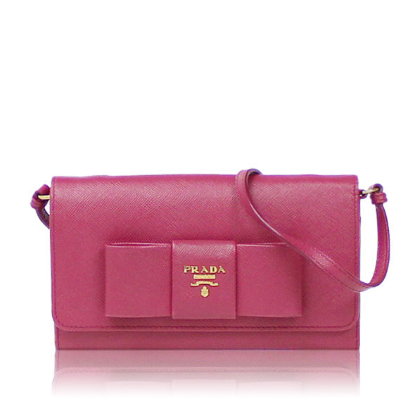 PRADA サフィアーノリボンチェーンウォレット 17&nbsp;x10&nbsp;x2cm(幅&nbsp;x 高さ&nbsp;x マチ)