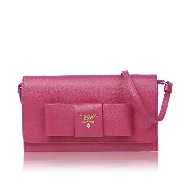 PRADA サフィアーノリボンチェーンウォレット 17&nbsp;x10&nbsp;x2cm(幅&nbsp;x 高さ&nbsp;x マチ)