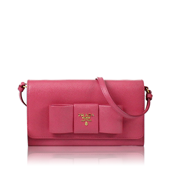 PRADA サフィアーノリボンチェーンウォレット 17&nbsp;x9&nbsp;x2cm(幅&nbsp;x 高さ&nbsp;x マチ)