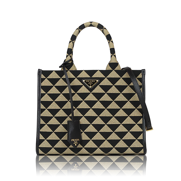 PRADA プラダシンボルエンブロイダリーファブリックスモールハンドバッグ 28&nbsp;x21&nbsp;x9cm(幅&nbsp;x 高さ&nbsp;x マチ)